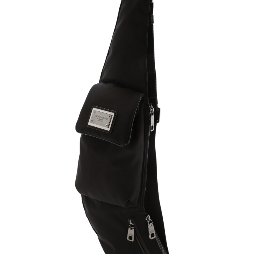 Sac Ceinture DOLCE & GABBANA Banane Nylon noir Plaque métal