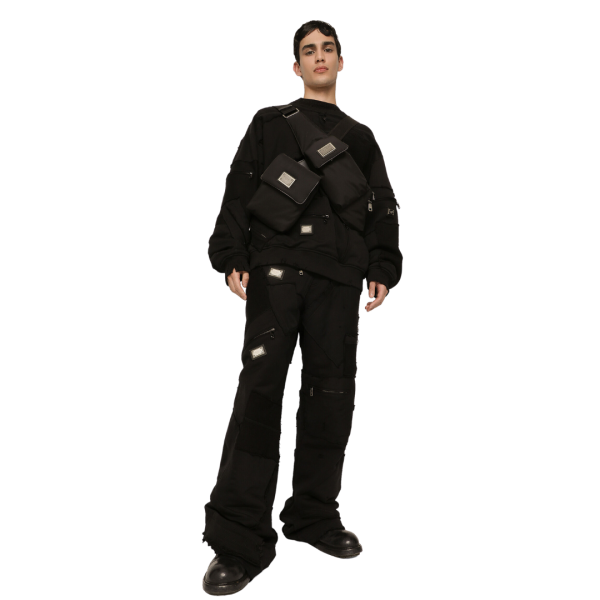 Sac Ceinture DOLCE & GABBANA Banane Nylon noir Plaque métal