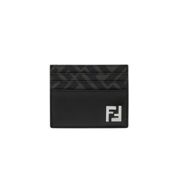 Porte-cartes FENDI six fentes cuir noir FF gris