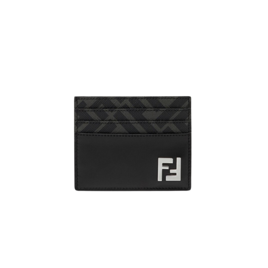 Porte-cartes FENDI six fentes cuir noir FF gris