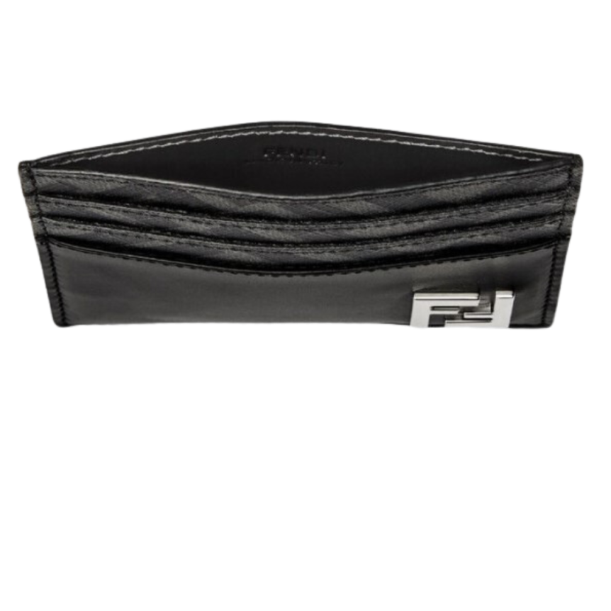 Porte-cartes FENDI six fentes cuir noir FF gris