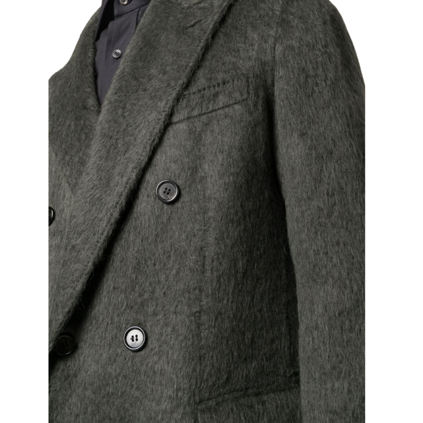 Manteau croisé BRIONI laine mélangée alpaga vert sapin