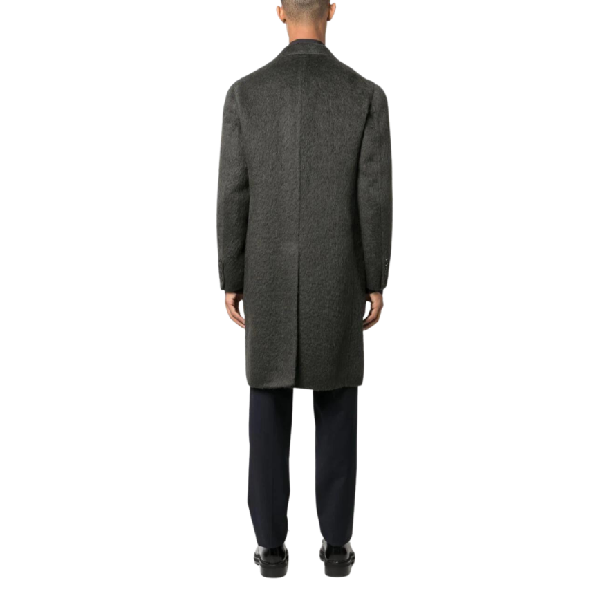 Manteau croisé BRIONI laine mélangée alpaga vert sapin