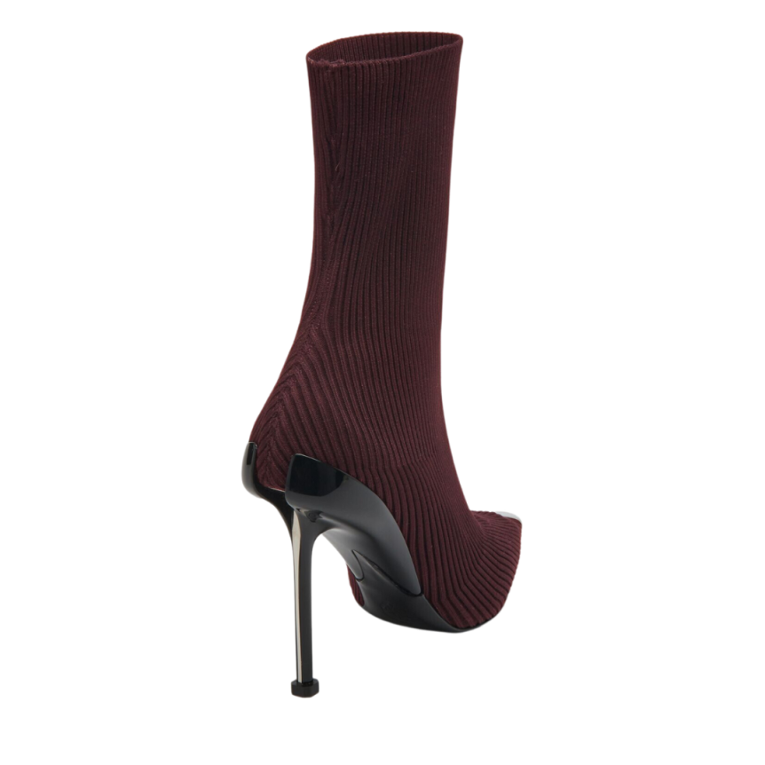 Bottines Talon ALEXANDER MCQUEEN Maille Slash Violet bordeaux bout métal