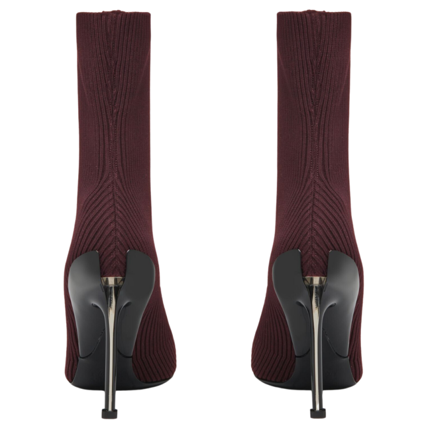Bottines Talon ALEXANDER MCQUEEN Maille Slash Violet bordeaux bout métal