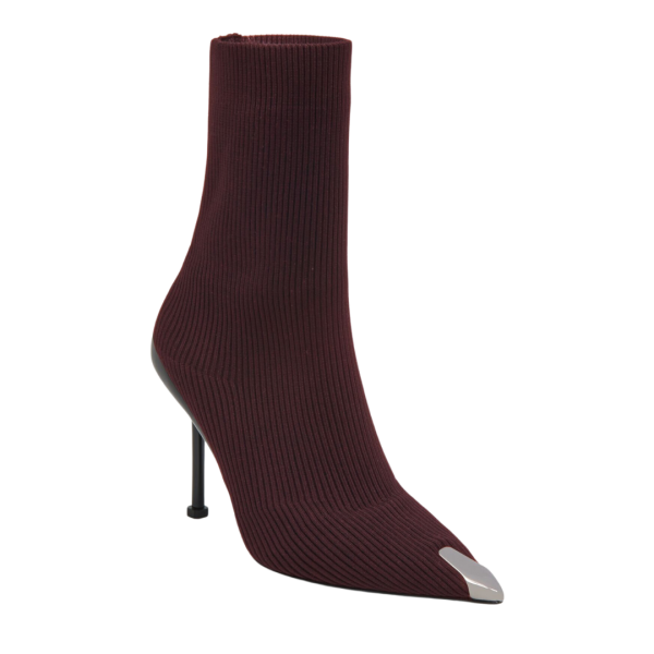 Bottines Talon ALEXANDER MCQUEEN Maille Slash Violet bordeaux bout métal