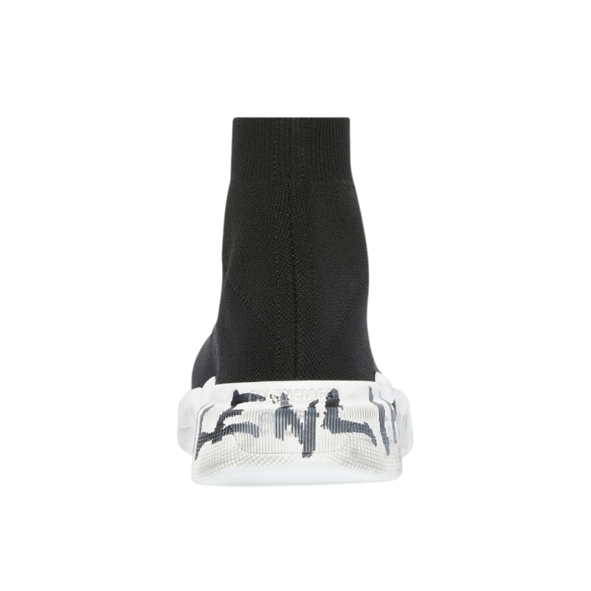 Sneaker BALENCIAGA Speed 2.0 Graffiti maille noir semelle blanche tag noir