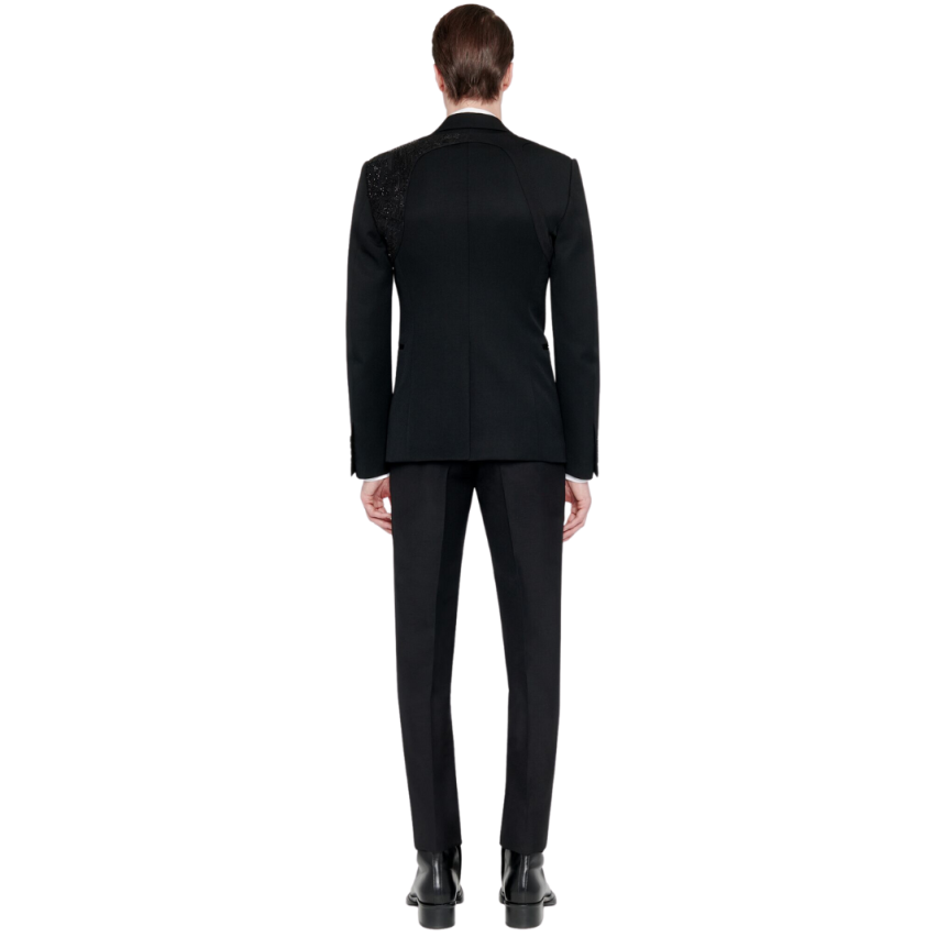 Veste Simple Boutonnage ALEXANDER MCQUEEN laine Harnais Broderie Noir