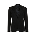 Veste Simple Boutonnage laine Harnais Broderie Noir