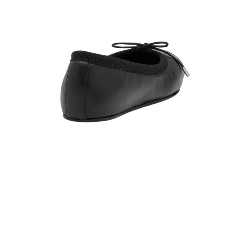 Ballerine ALEXANDER MCQUEEN Punk cuir noir bout métal arrondi argent