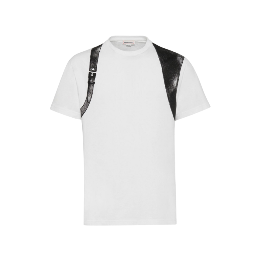 T-shirt ALEXANDER MCQUEEN Harness jersey coton blanc harnais noir