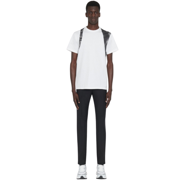 T-shirt ALEXANDER MCQUEEN Harness jersey coton blanc harnais noir