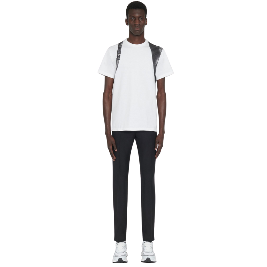 T-shirt ALEXANDER MCQUEEN Harness jersey coton blanc harnais noir