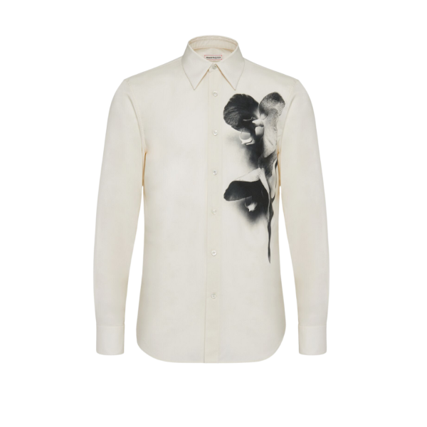 Chemise ALEXANDER MCQUEEN popeline coton ivoire Orchidée noire