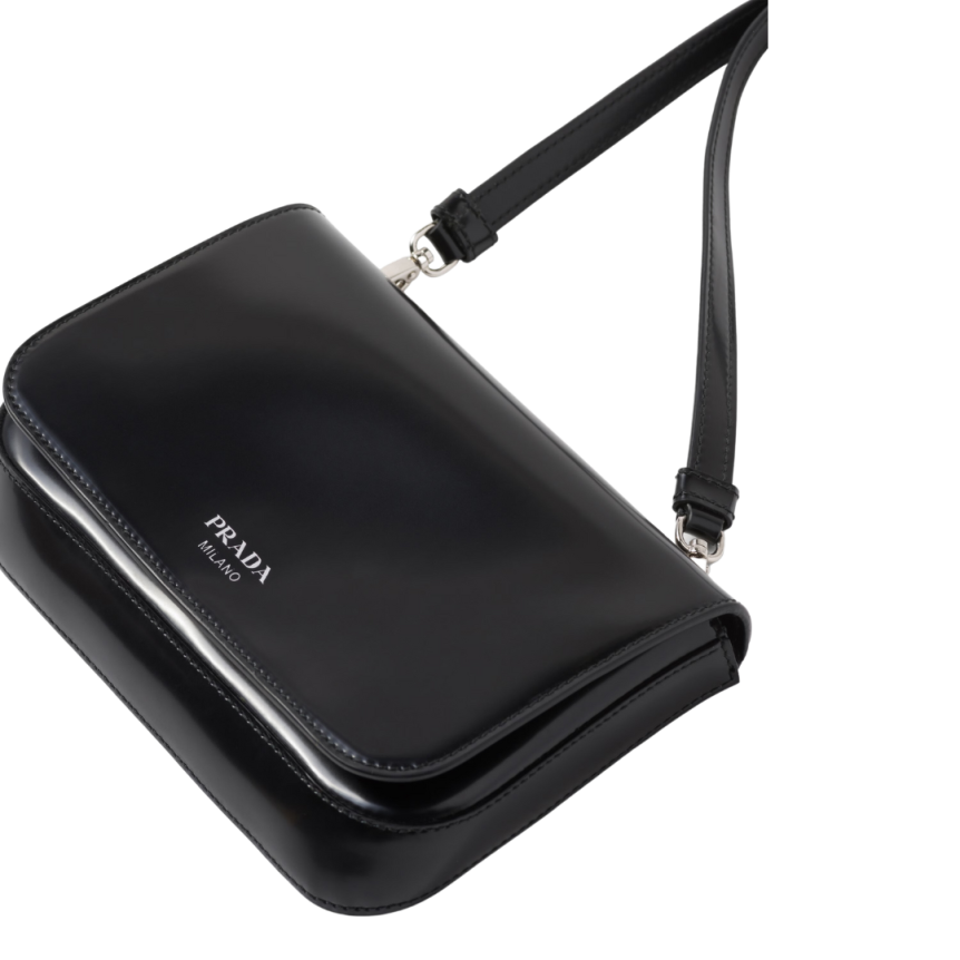 Mini sac  PRADA bandoulière cuir glacé noir