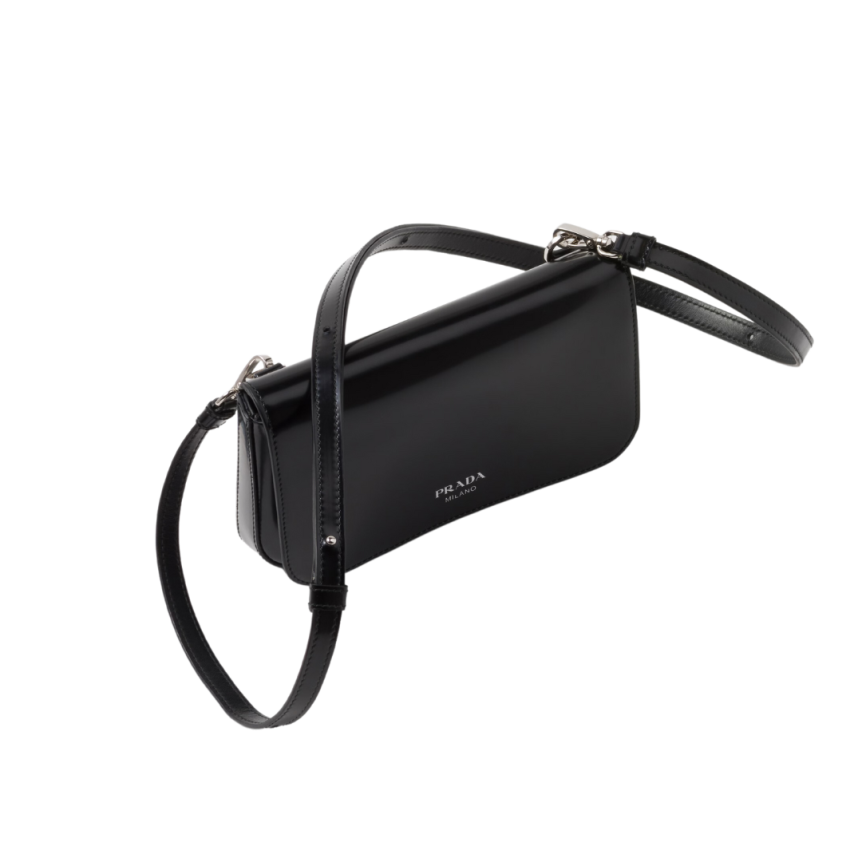 Mini sac  PRADA bandoulière cuir glacé noir