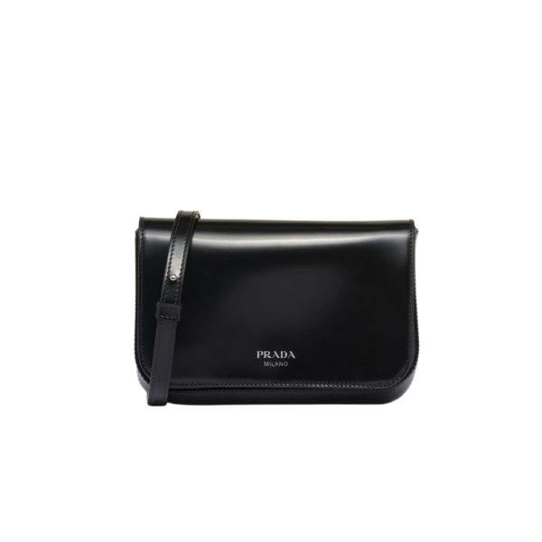 Mini sac  PRADA bandoulière cuir glacé noir