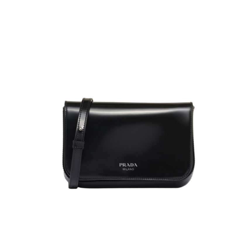 Mini sac  PRADA bandoulière cuir glacé noir