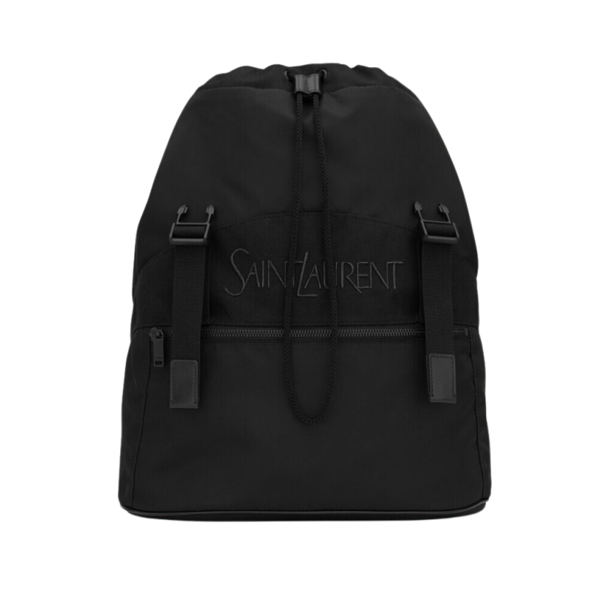 sac à dos SAINT LAURENT  nylon recyclé noir broderie logo écriture