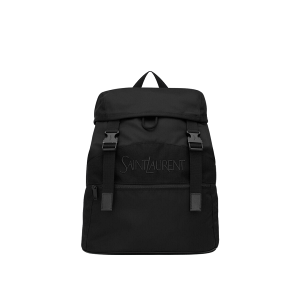 sac à dos SAINT LAURENT  nylon recyclé noir broderie logo écriture
