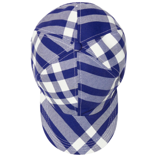 Casquette baseball BURBERRY laine carreaux check blanc bleu