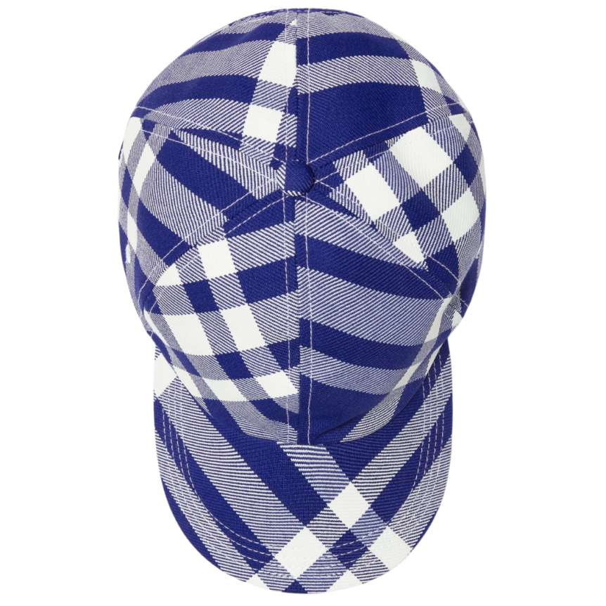 Casquette baseball BURBERRY laine carreaux check blanc bleu
