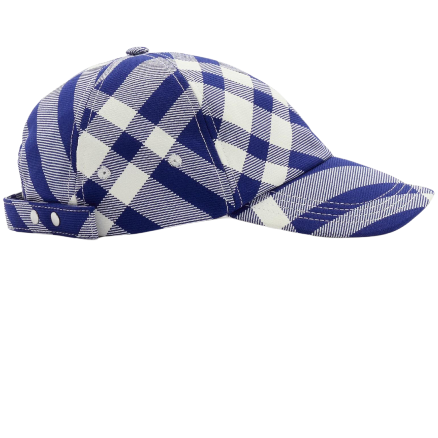 Casquette baseball BURBERRY laine carreaux check blanc bleu
