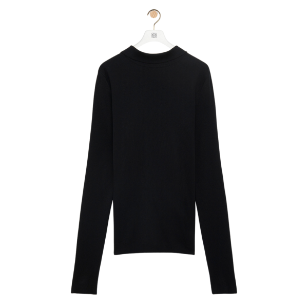 Pull dos à devant LOEWE polo maille soie noire