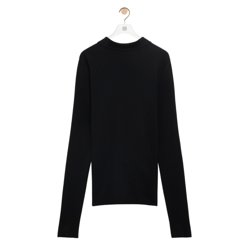 Pull dos à devant LOEWE polo maille soie noire