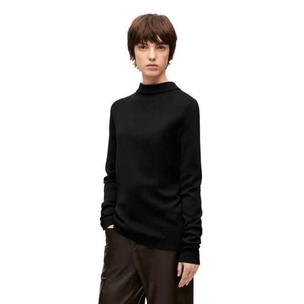Pull dos à devant LOEWE polo maille soie noire