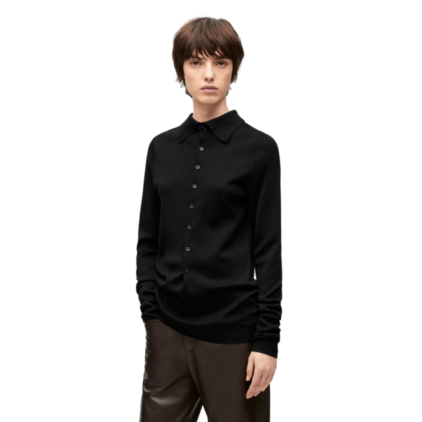Pull dos à devant LOEWE polo maille soie noire