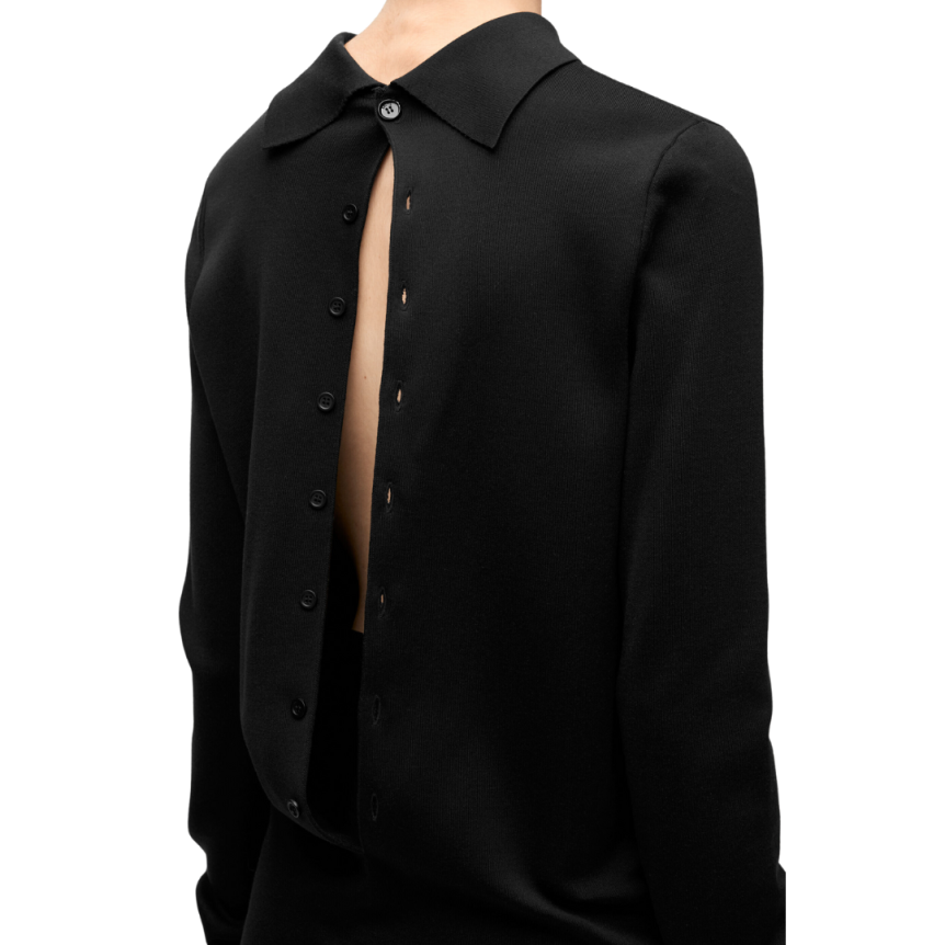 Pull dos à devant LOEWE polo maille soie noire