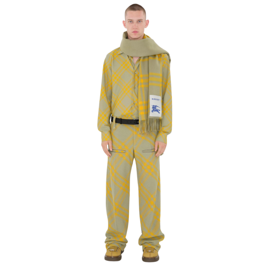 Écharpe réversible BURBERRY cachemire à carreaux check jaune