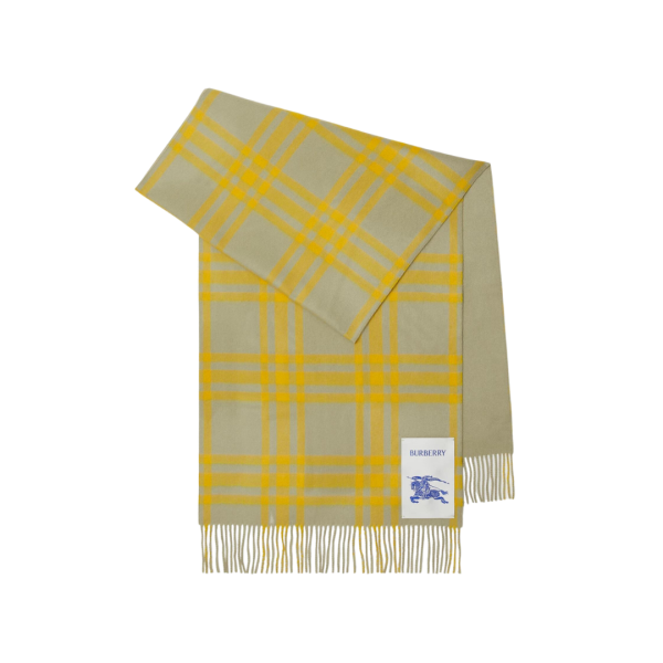 Écharpe réversible BURBERRY cachemire à carreaux check jaune