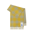 Écharpe réversible cachemire à carreaux check jaune