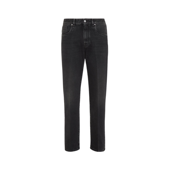 Jeans droit FENDI coton denim noir délavé 5 poches
