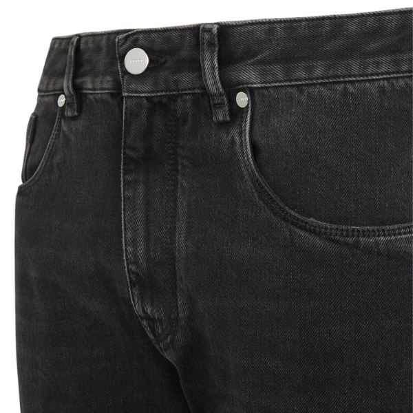 Jeans droit FENDI coton denim noir délavé 5 poches