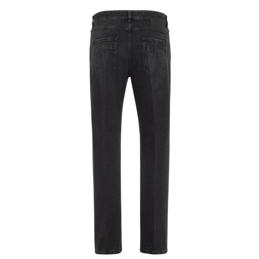 Jeans droit FENDI coton denim noir délavé 5 poches