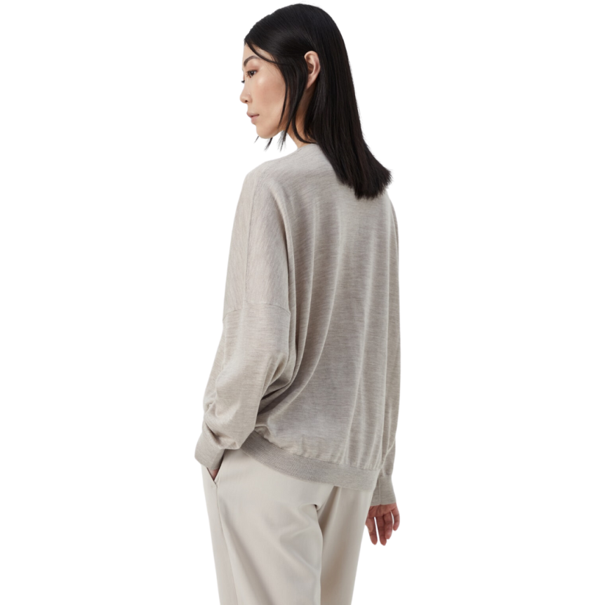 Pull Col V BRUNELLO CUCINELLI léger cachemire soie Beige Monilli