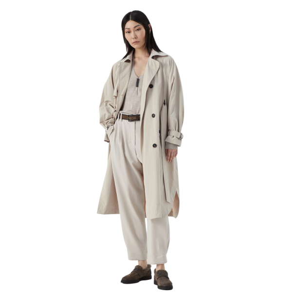 Pull Col V BRUNELLO CUCINELLI léger cachemire soie Beige Monilli