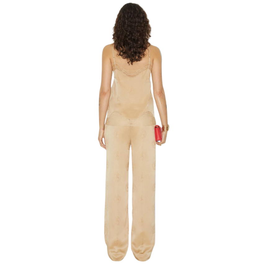 Pantalon large BURBERRY Jane soie imprimé ton sur ton beige EKD