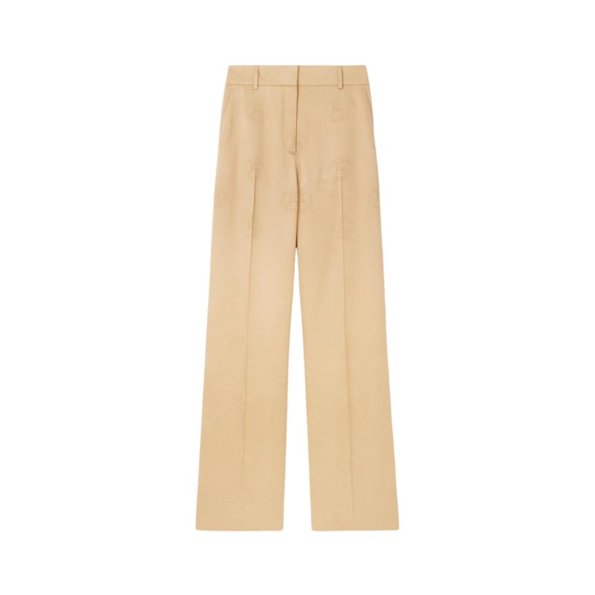 Pantalon large BURBERRY Jane soie imprimé ton sur ton beige EKD