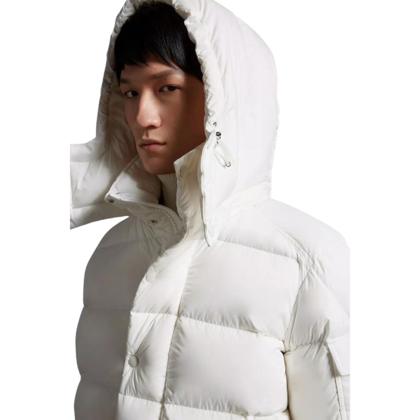 Doudoune courte MONCLER Vezere nylon blanc mat capuche