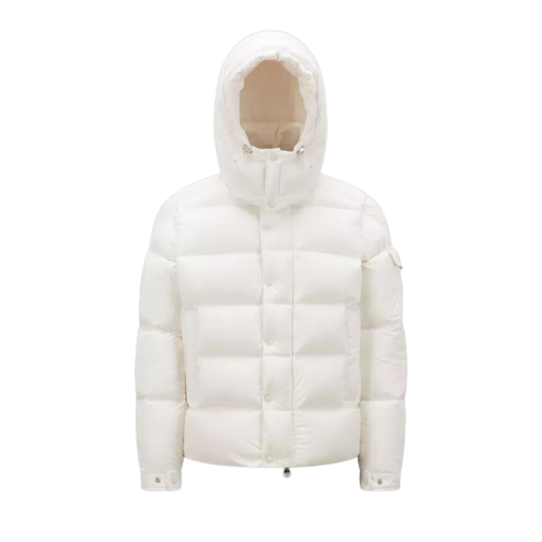 Doudoune courte MONCLER Vezere nylon blanc mat capuche