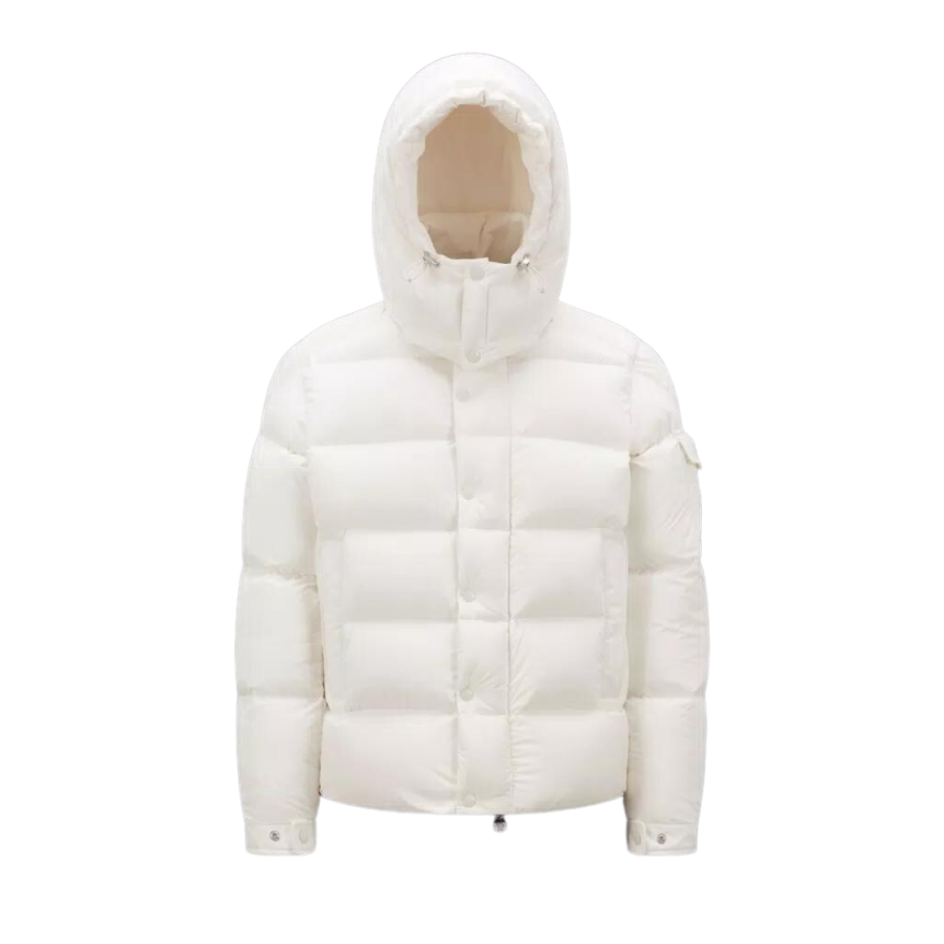 Doudoune courte MONCLER Vezere nylon blanc mat capuche