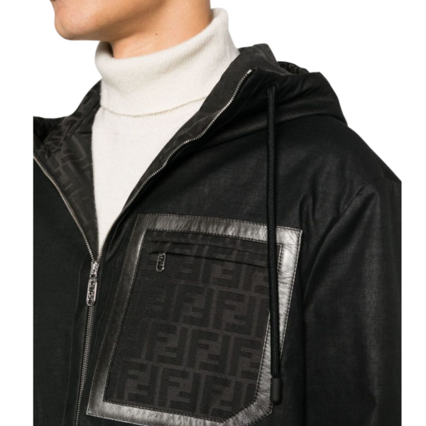 Parka FENDI coton noir toile réversible motif FF gris