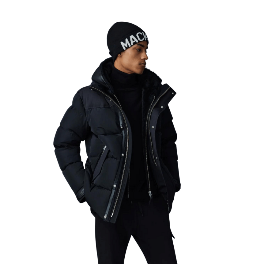 Doudoune MACKAGE Riley Plastron amovible peau lainée mouton noir