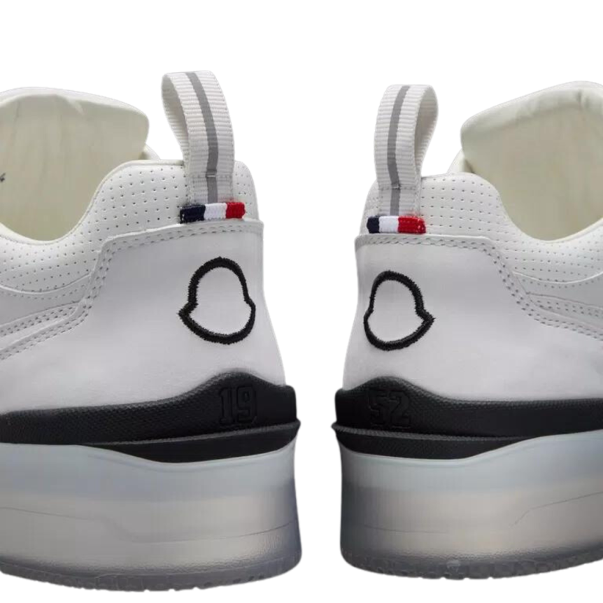 Baskets MONCLER Pivot low cuir Blanc Noir Clearsole