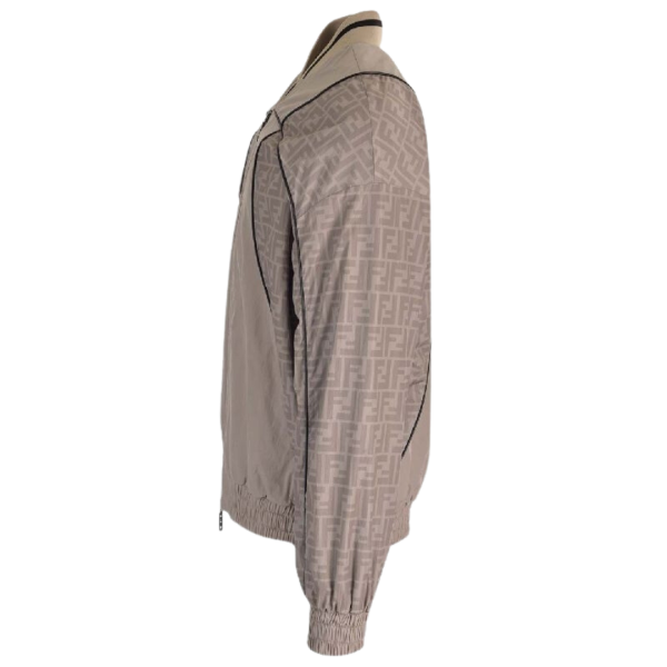 blouson veste zippée FENDI nylon beige monogramme FF
