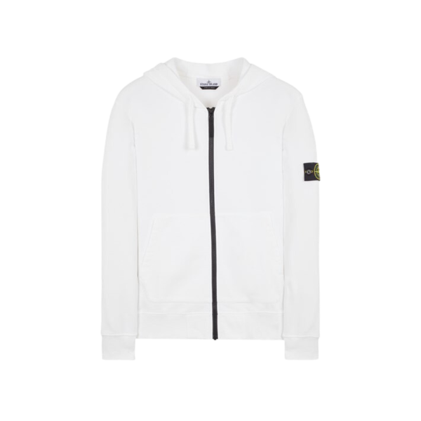 Sweat-shirt à capuche STONE ISLAND zippé Cardigan coton noir Badge Rose des vents